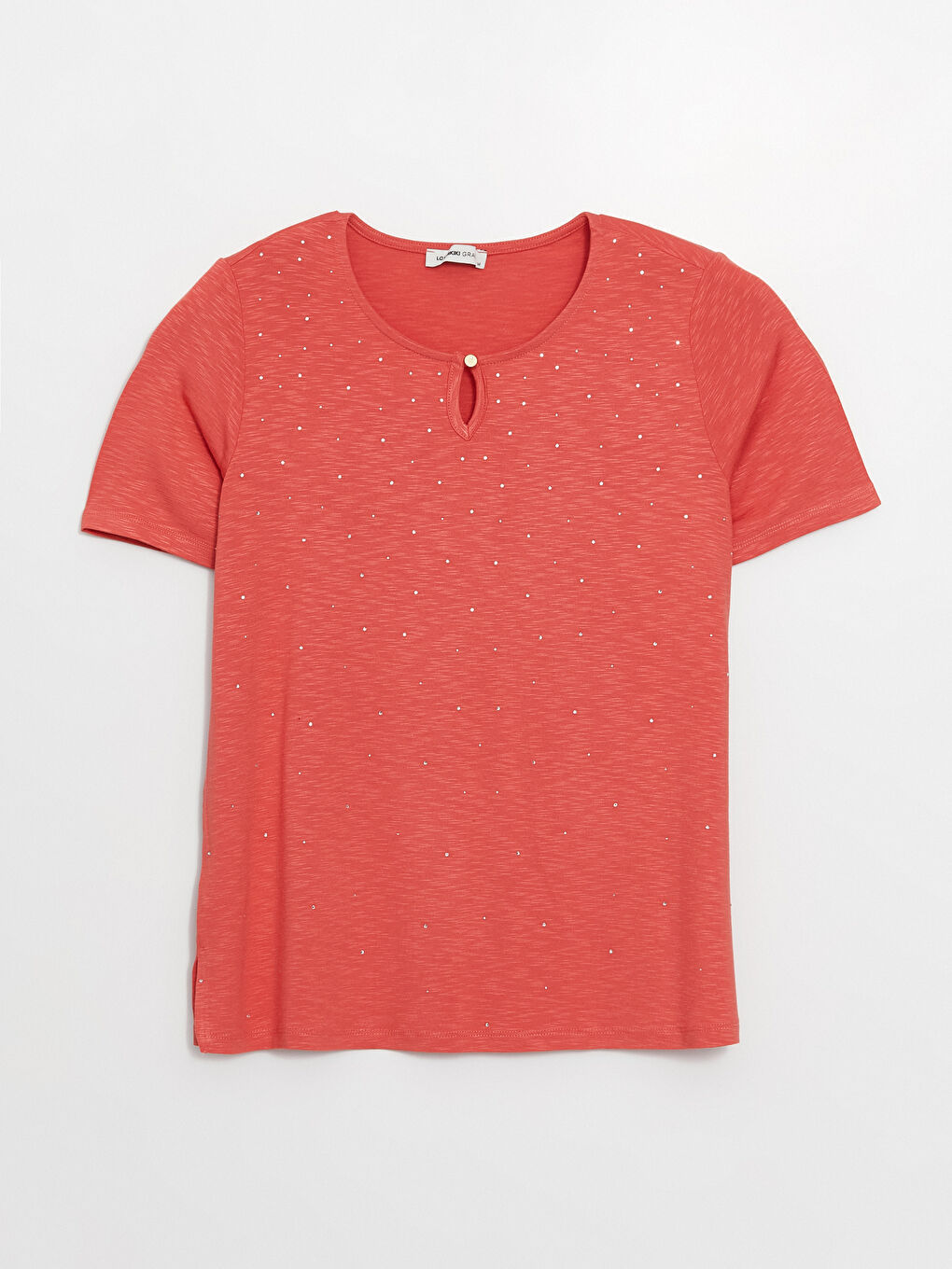 Kırmızı Bisiklet Yaka Baskılı Kısa Kollu Kadın Bluz-5