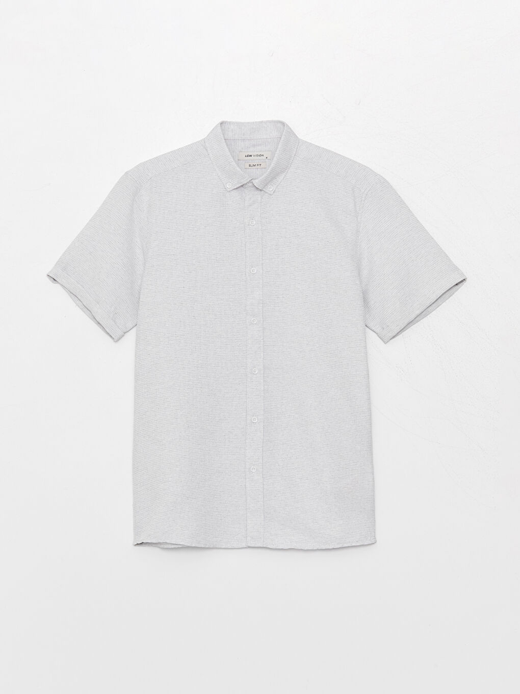 Gri Slim Fit Kısa Kollu Erkek Gömlek-5