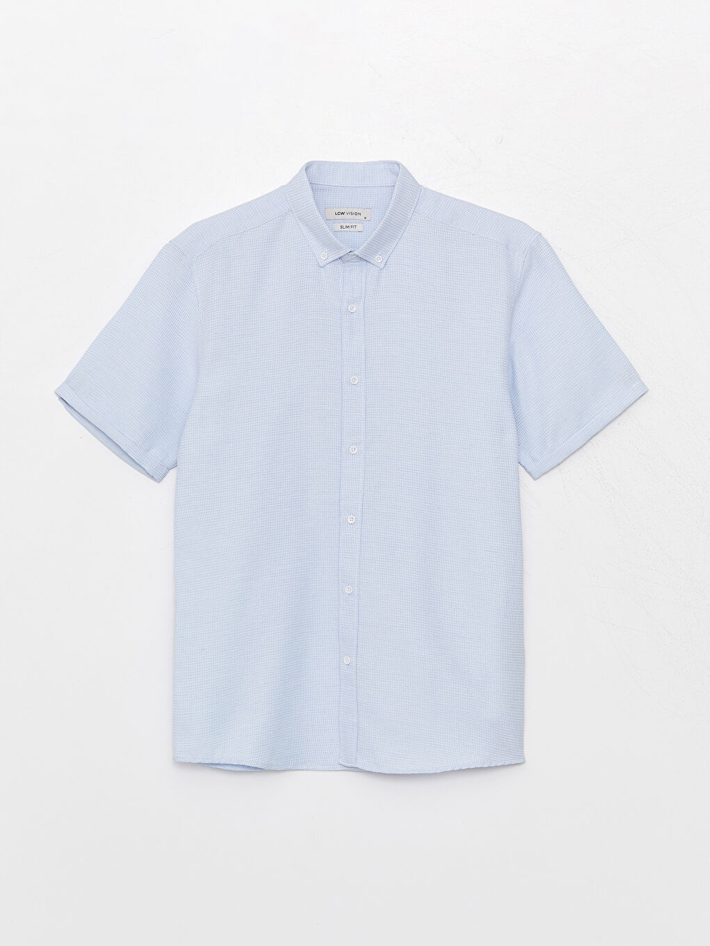 Mavi Slim Fit Kısa Kollu Erkek Gömlek-5