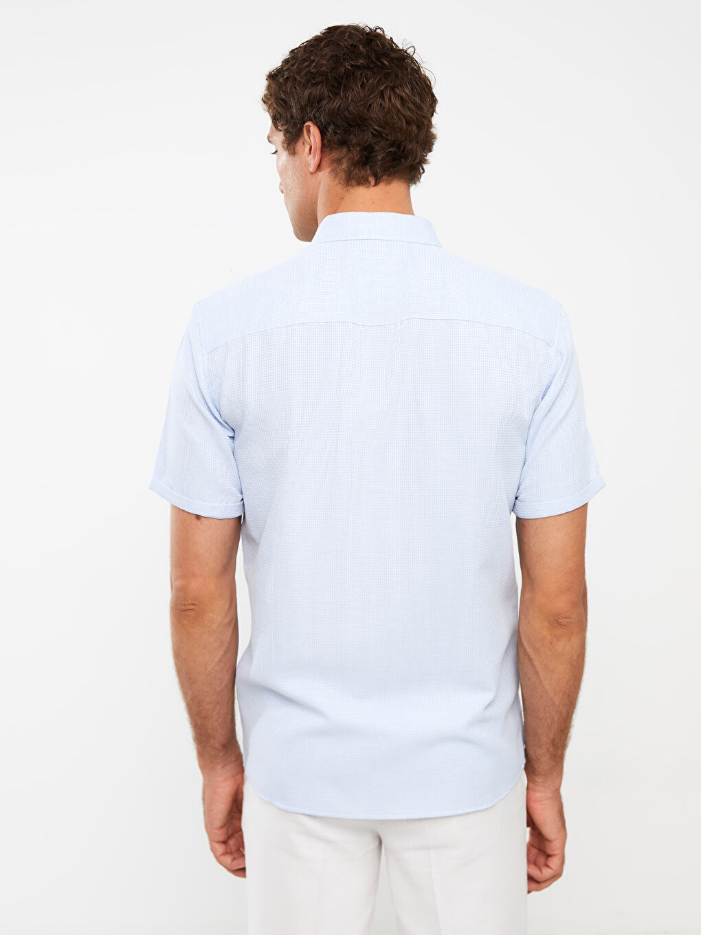 Mavi Slim Fit Kısa Kollu Erkek Gömlek-4