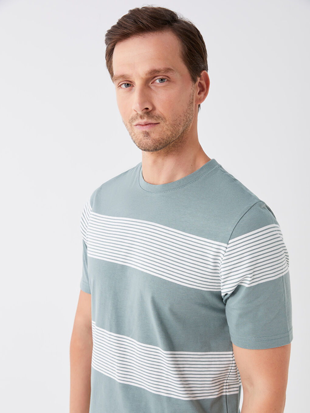 Crew Neck Short Sleeve Striped Jersey Men's T-Shirt-2