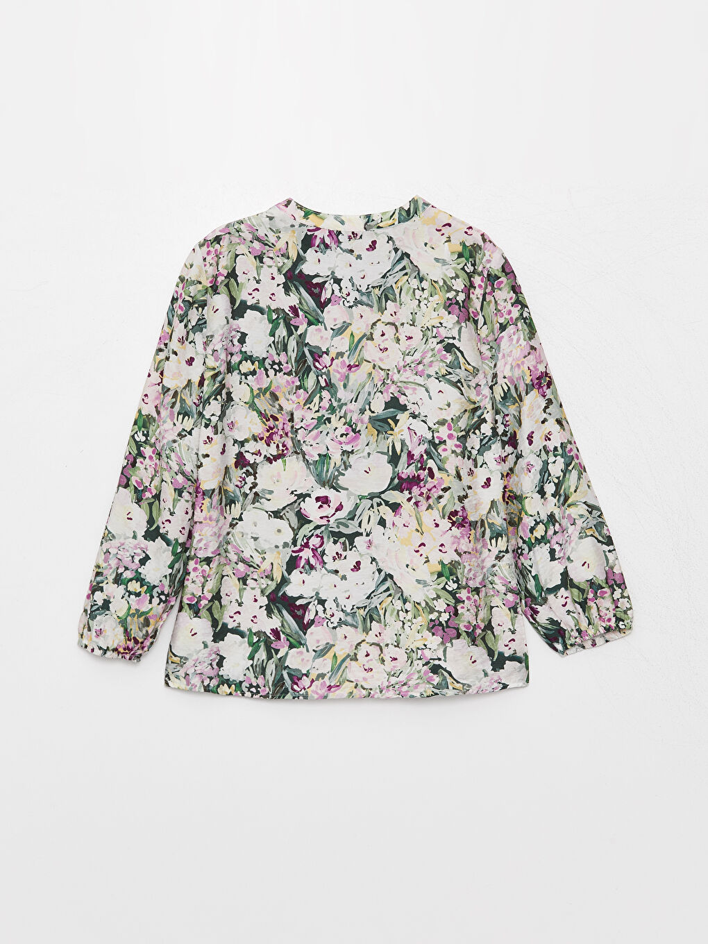 Tie Neck Floral Long Sleeve Women's Blouse-6