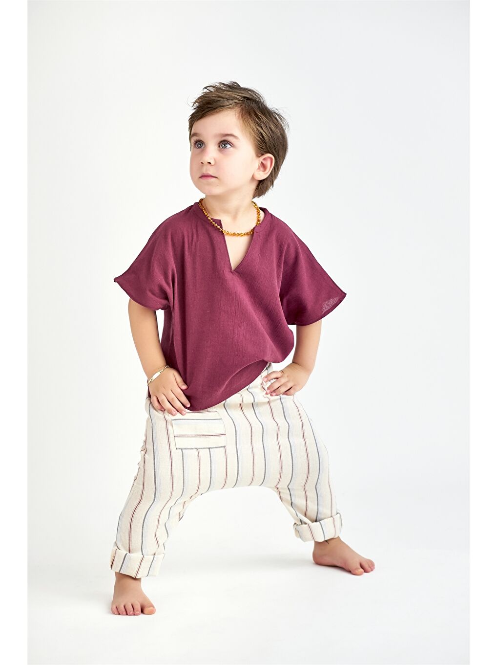 Karışık Kısa Kollu Erkek Bebek Gömlek ve Pantolon 2'li Takım-1