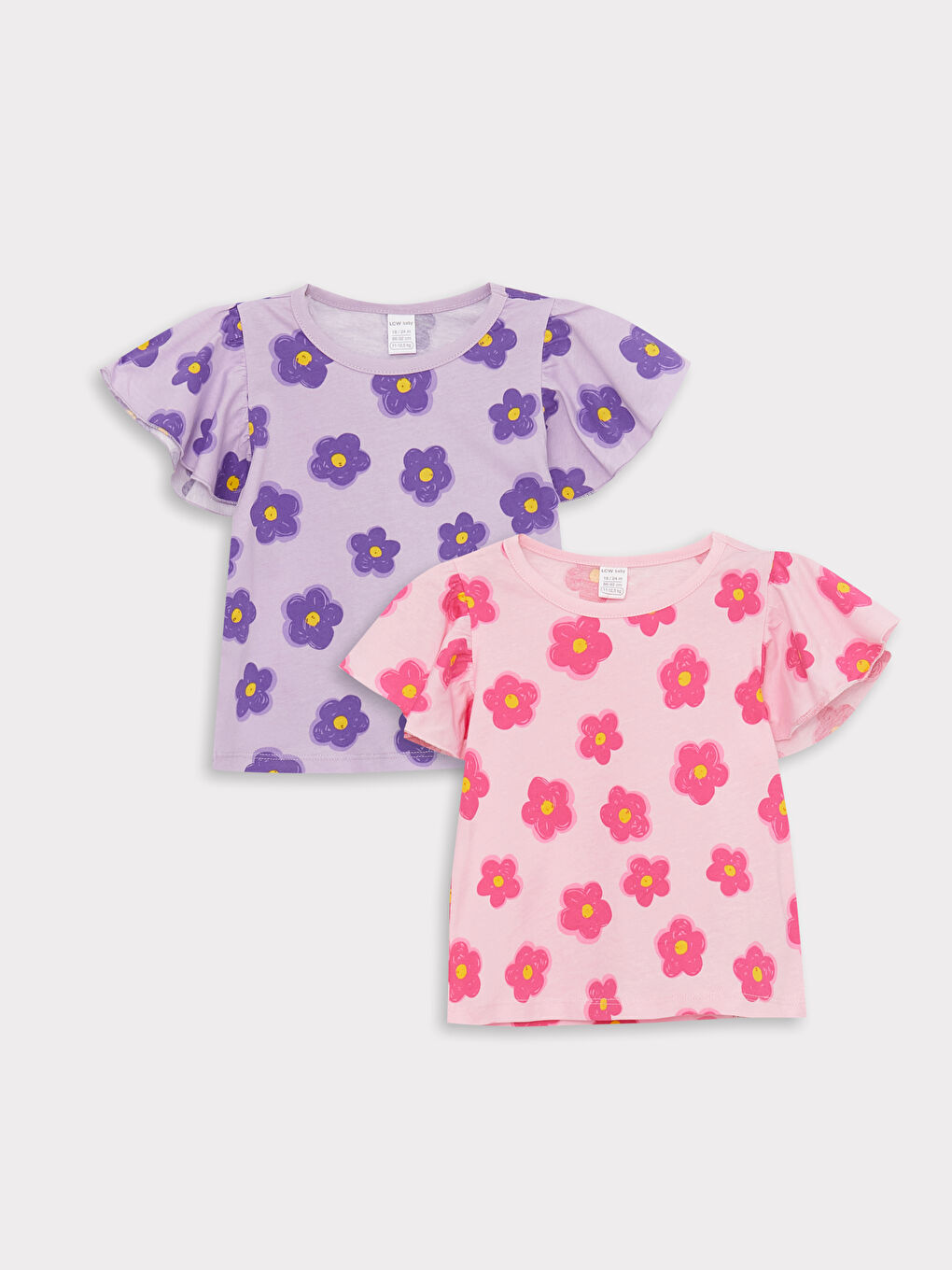 Crew Neck Baby Girls T-Shirt 2 Pack