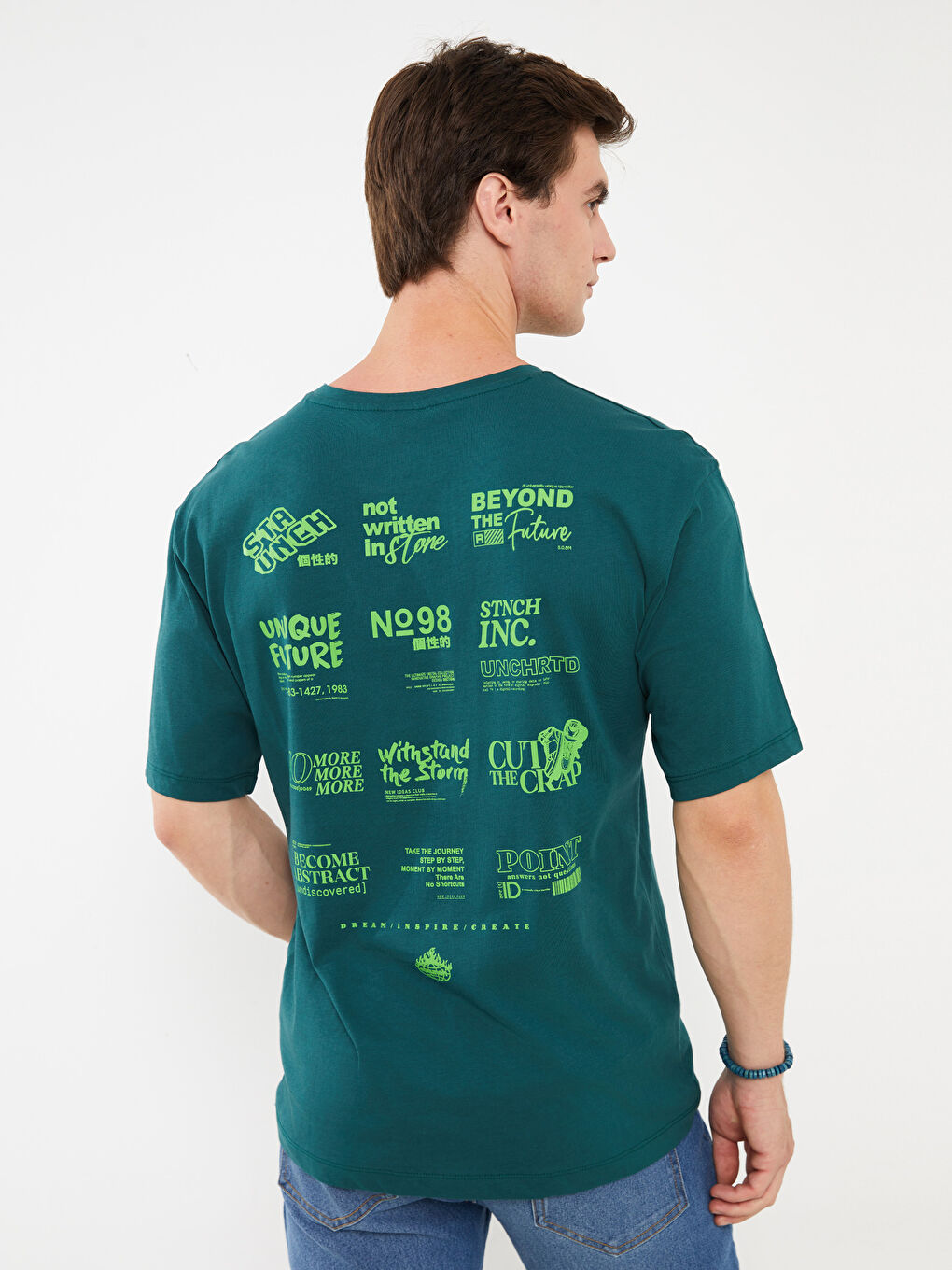 XSIDE Crew Neck Short Sleeve Printed Combed Cotton Men's T-shirt -S3K184Z8-J1P