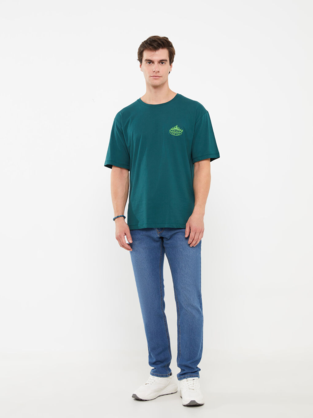 XSIDE Crew Neck Short Sleeve Printed Combed Cotton Men's T-shirt -S3K184Z8-J1P