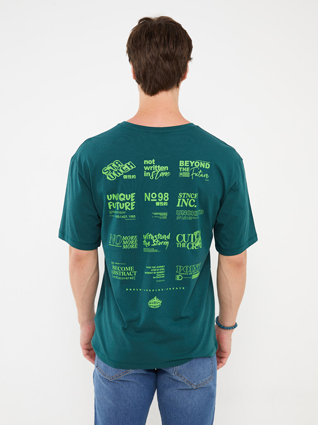 XSIDE Crew Neck Short Sleeve Printed Combed Cotton Men's T-shirt -S3K184Z8-J1P