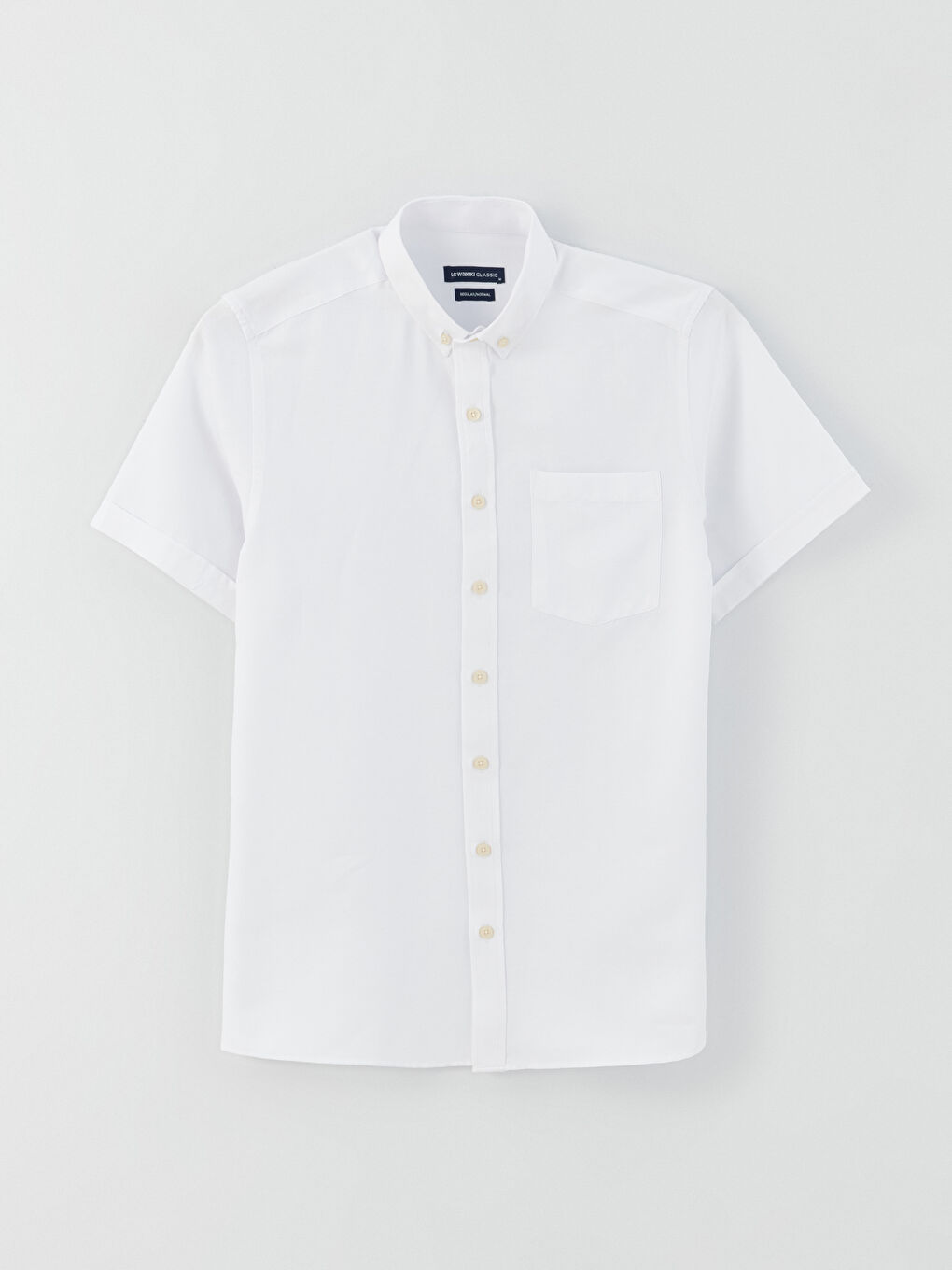 Beyaz Regular Fit Kısa Kollu Erkek Gömlek-5