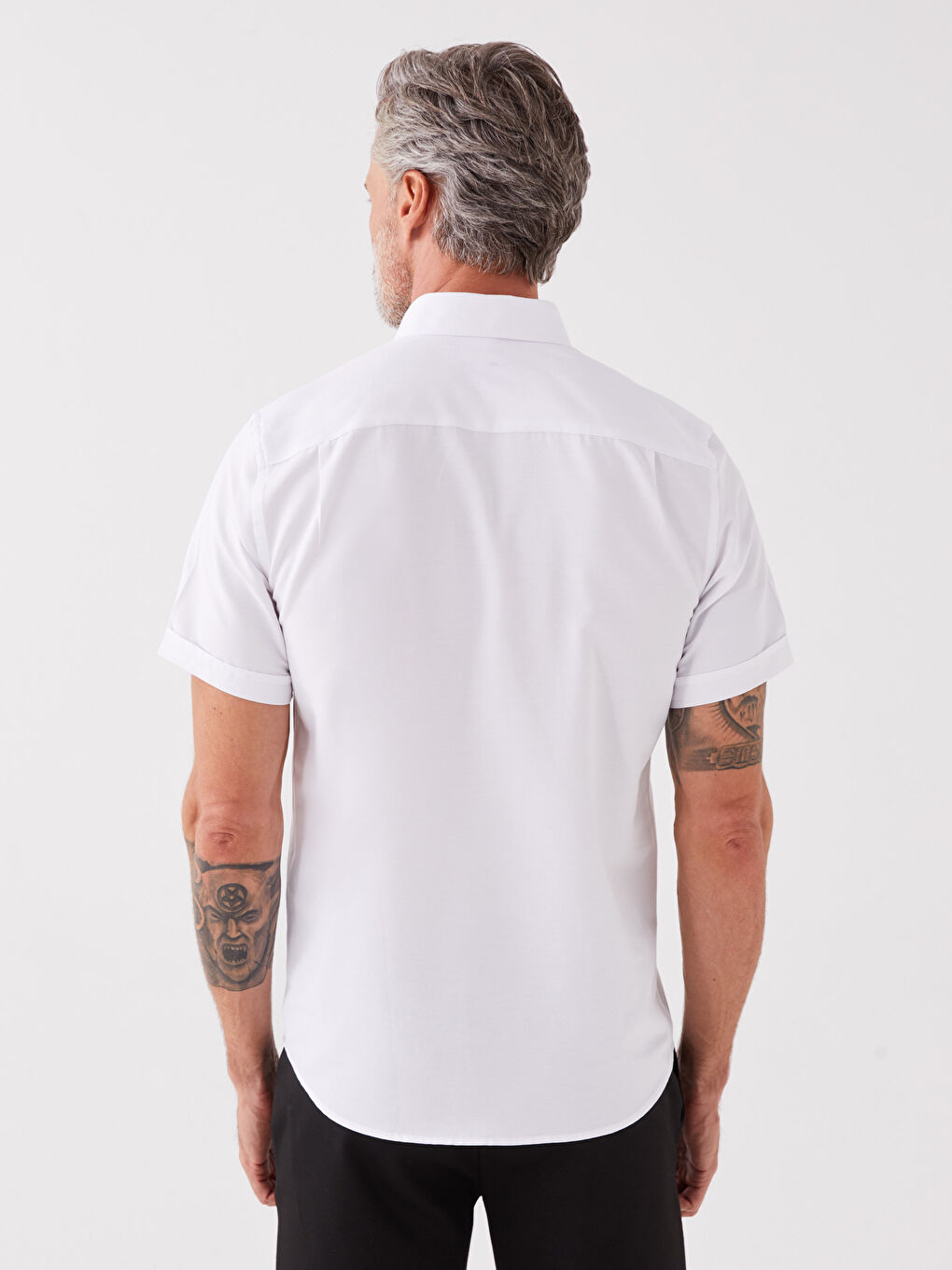 Beyaz Regular Fit Kısa Kollu Erkek Gömlek-4