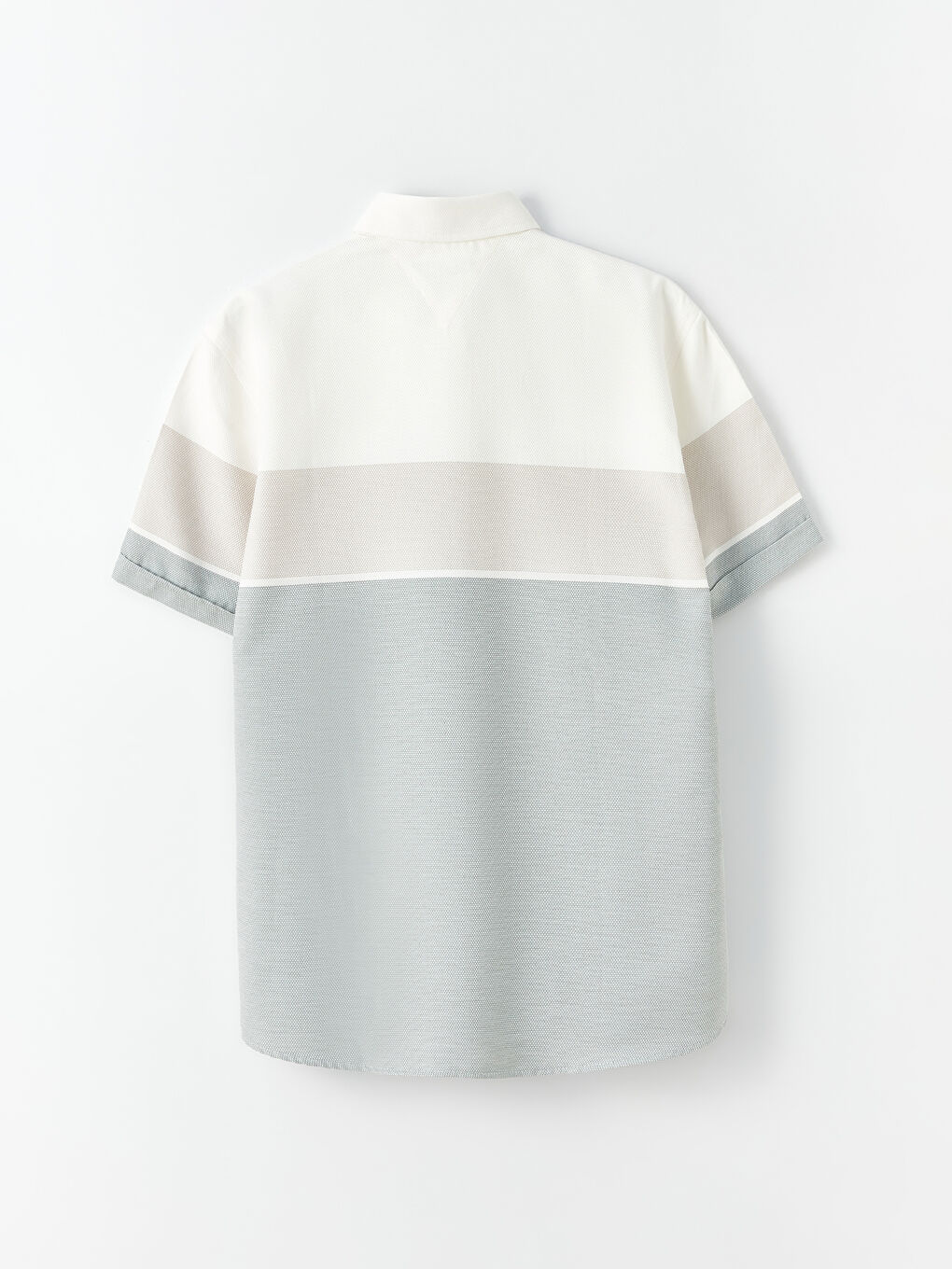 Yeşil Regular Fit Kısa Kollu Renk Bloklu Erkek Gömlek-6