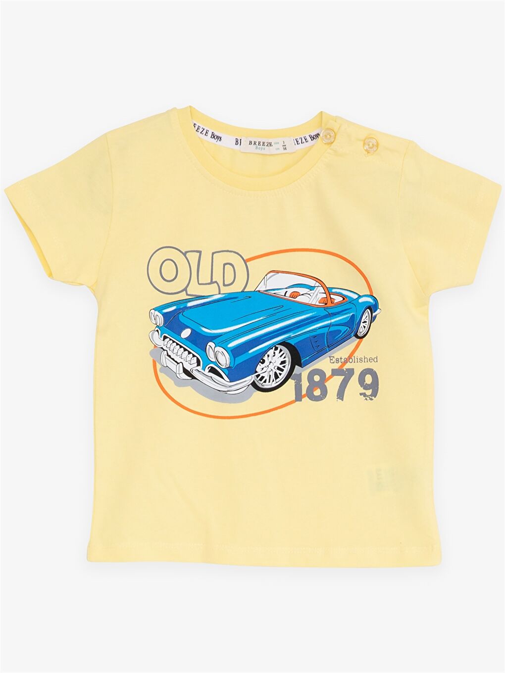 Sarı Bisiklet Kısa Kısa Kollu Baskılı Erkek Bebek Tişört ve Şort 2'li Takım-2