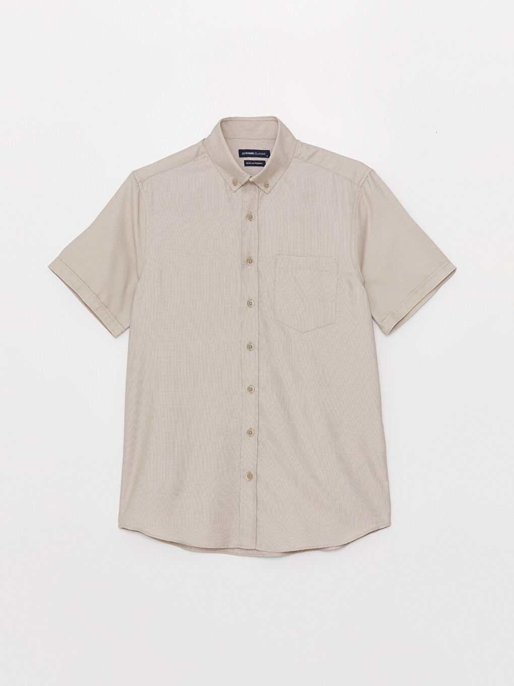 Bej Regular Fit Kısa Kollu Erkek Gömlek-5