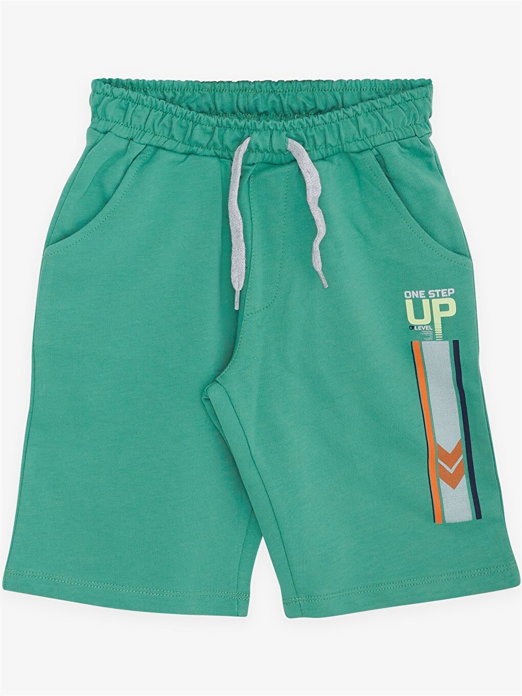 Gri Bisiklet Yaka Baskılı Kısa Kollu Erkek Çocuk Tişört ve Şort-3