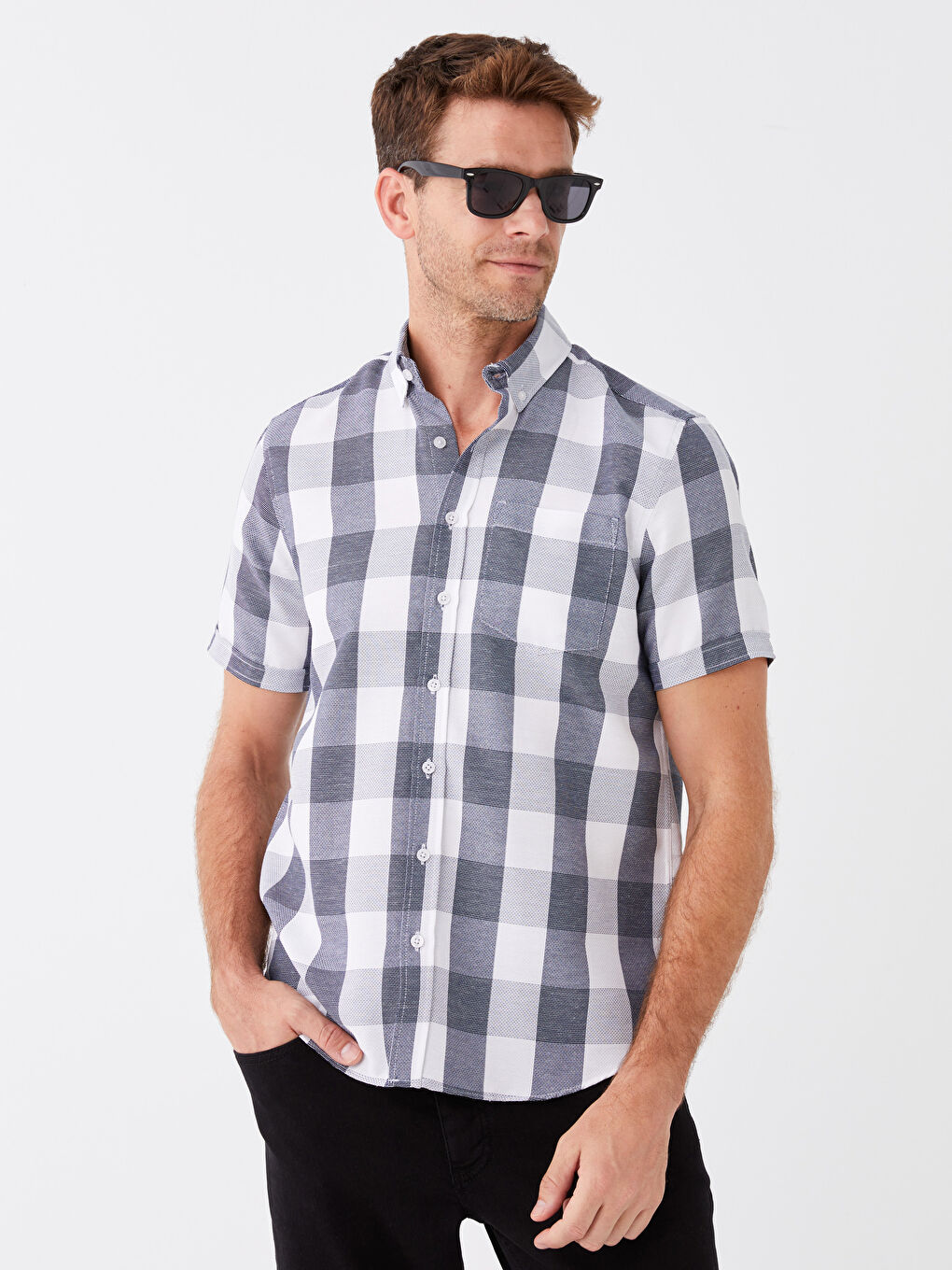 İndigo Regular Fit Kısa Kollu Ekose Erkek Gömlek
