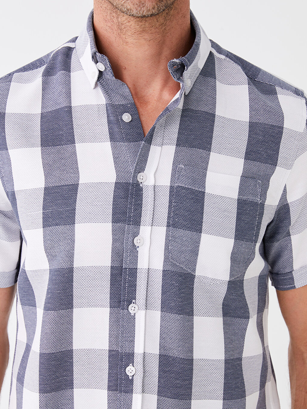 İndigo Regular Fit Kısa Kollu Ekose Erkek Gömlek-3