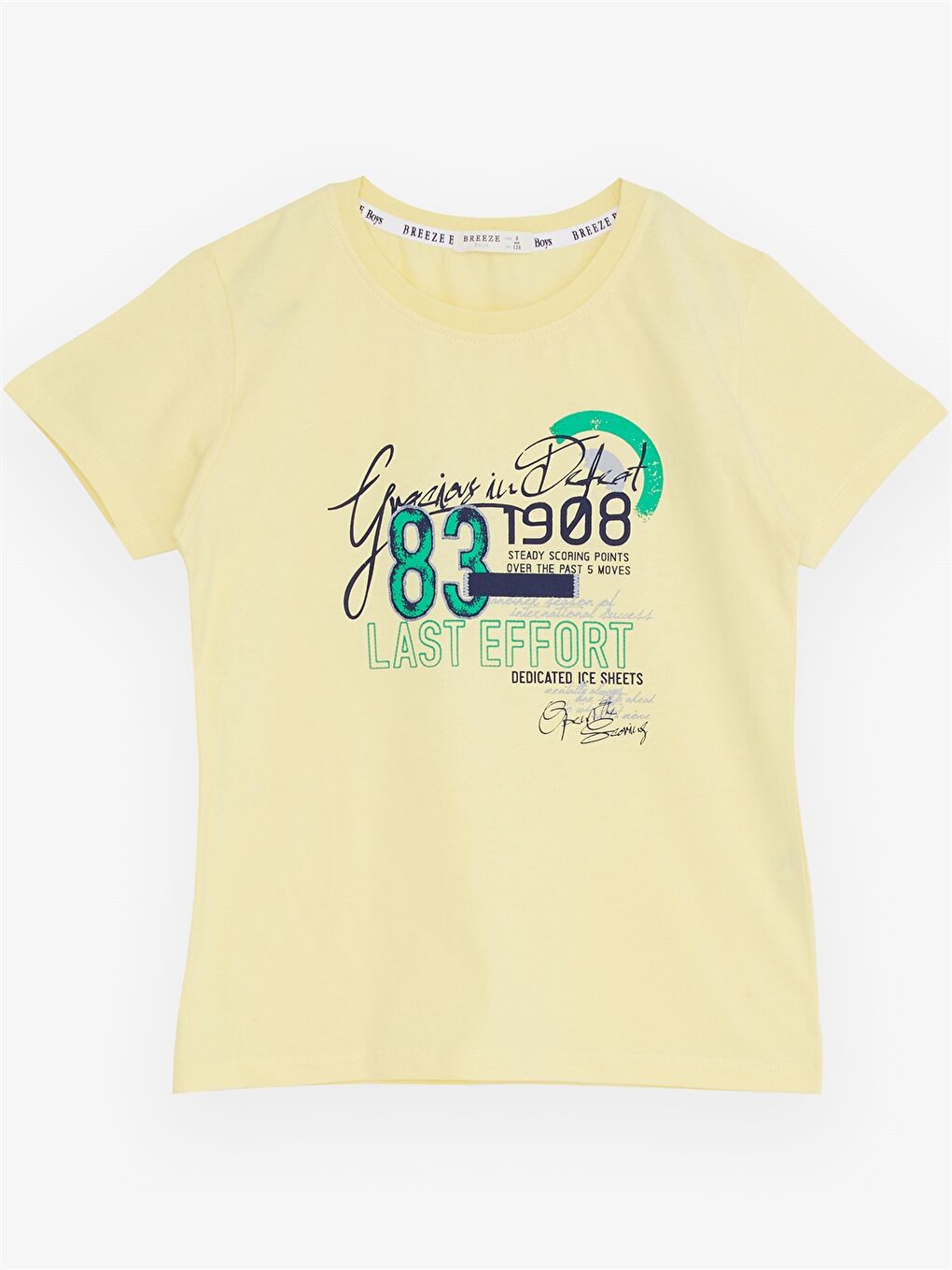 Sarı Bisiklet Yaka Baskılı Kısa Kollu Erkek Çocuk Tişört ve Şort-2