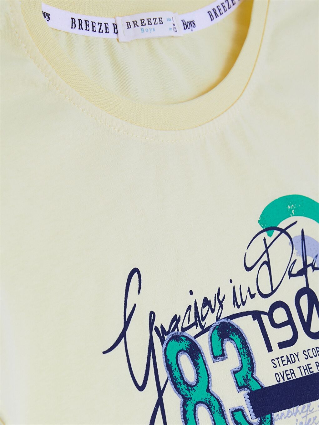 Sarı Bisiklet Yaka Baskılı Kısa Kollu Erkek Çocuk Tişört ve Şort-4