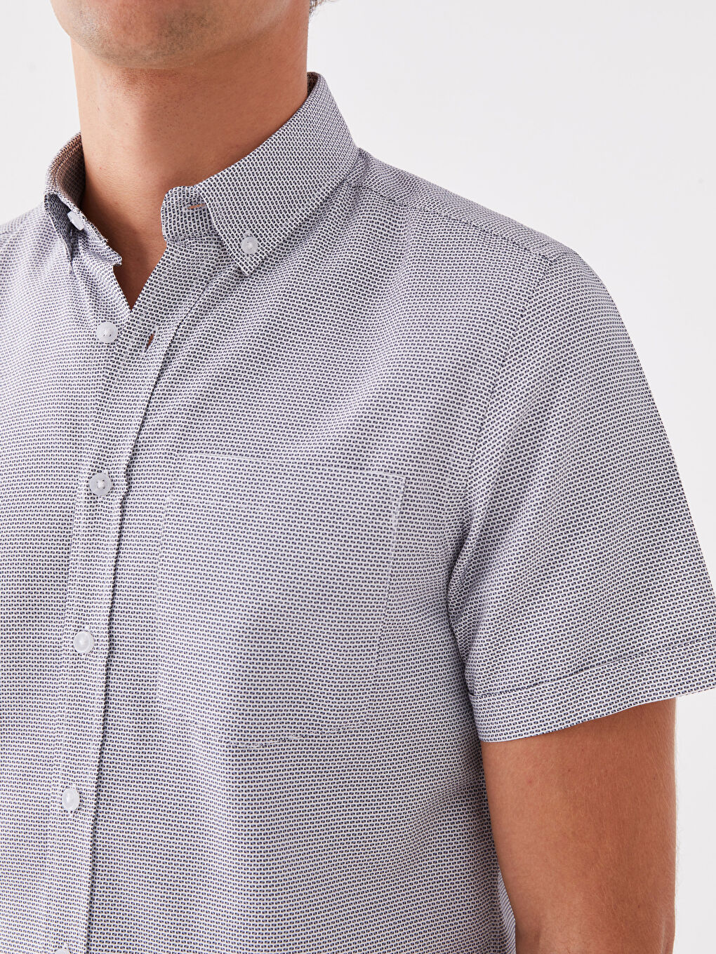 Cămașă pentru Bărbați cu Mânecă Scurtă, Model, Croială Regulară-3