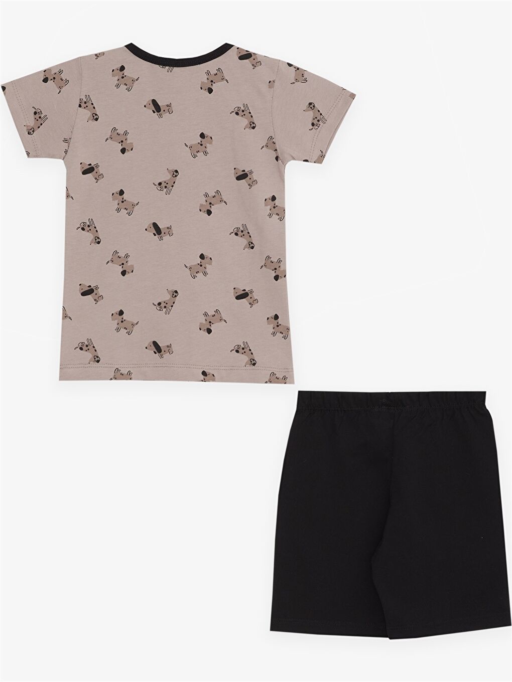 Kahverengi Bisiklet Yaka Baskılı Erkek Bebek Pijama Takım-1