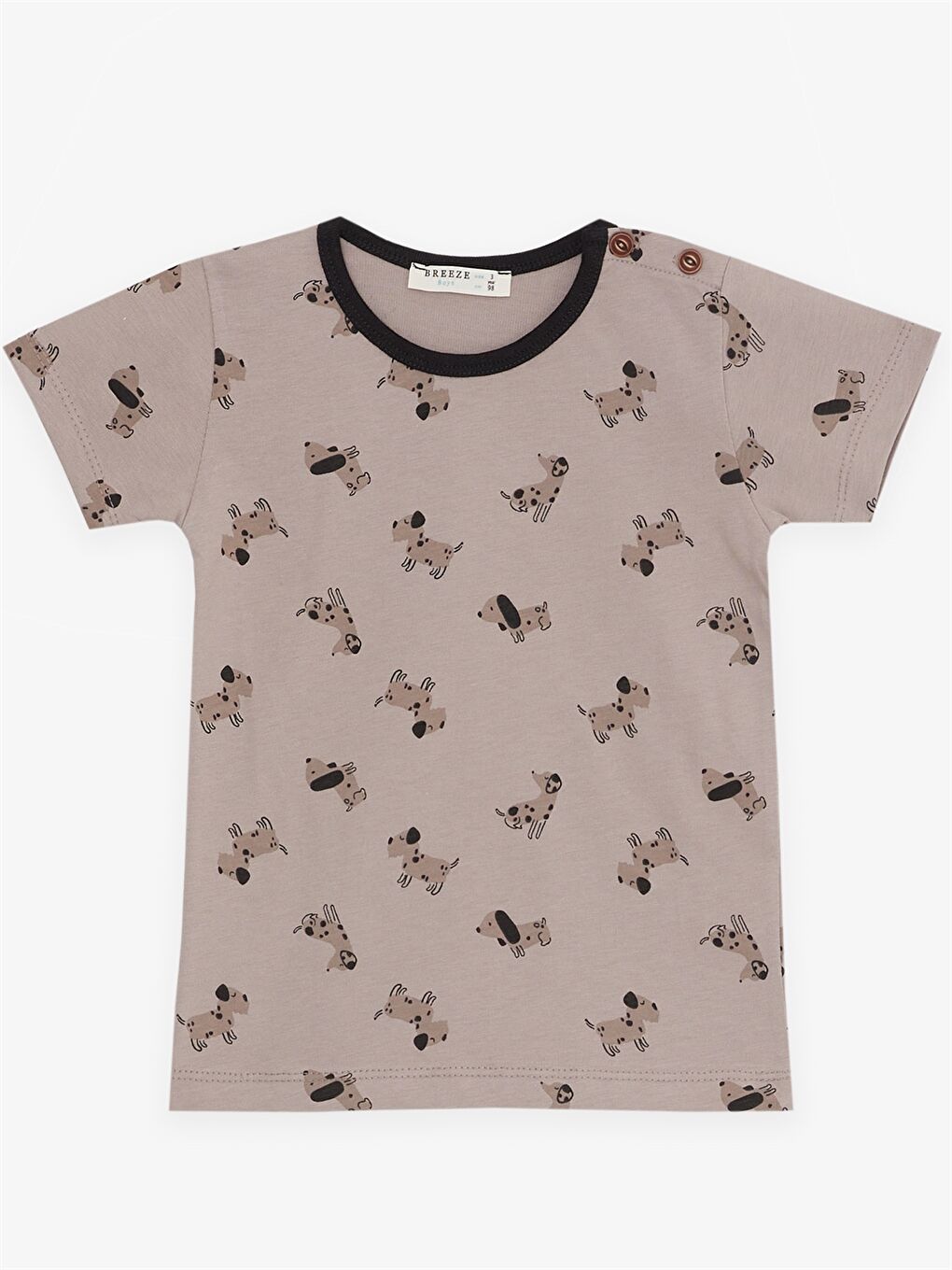 Kahverengi Bisiklet Yaka Baskılı Erkek Bebek Pijama Takım-2