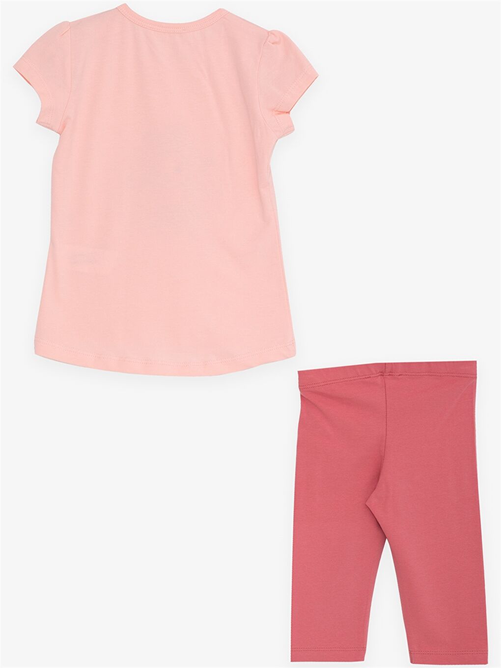 Turuncu Bisiklet Yaka Baskılı Kız Bebek Tişört ve Tayt 2'li Takım-1