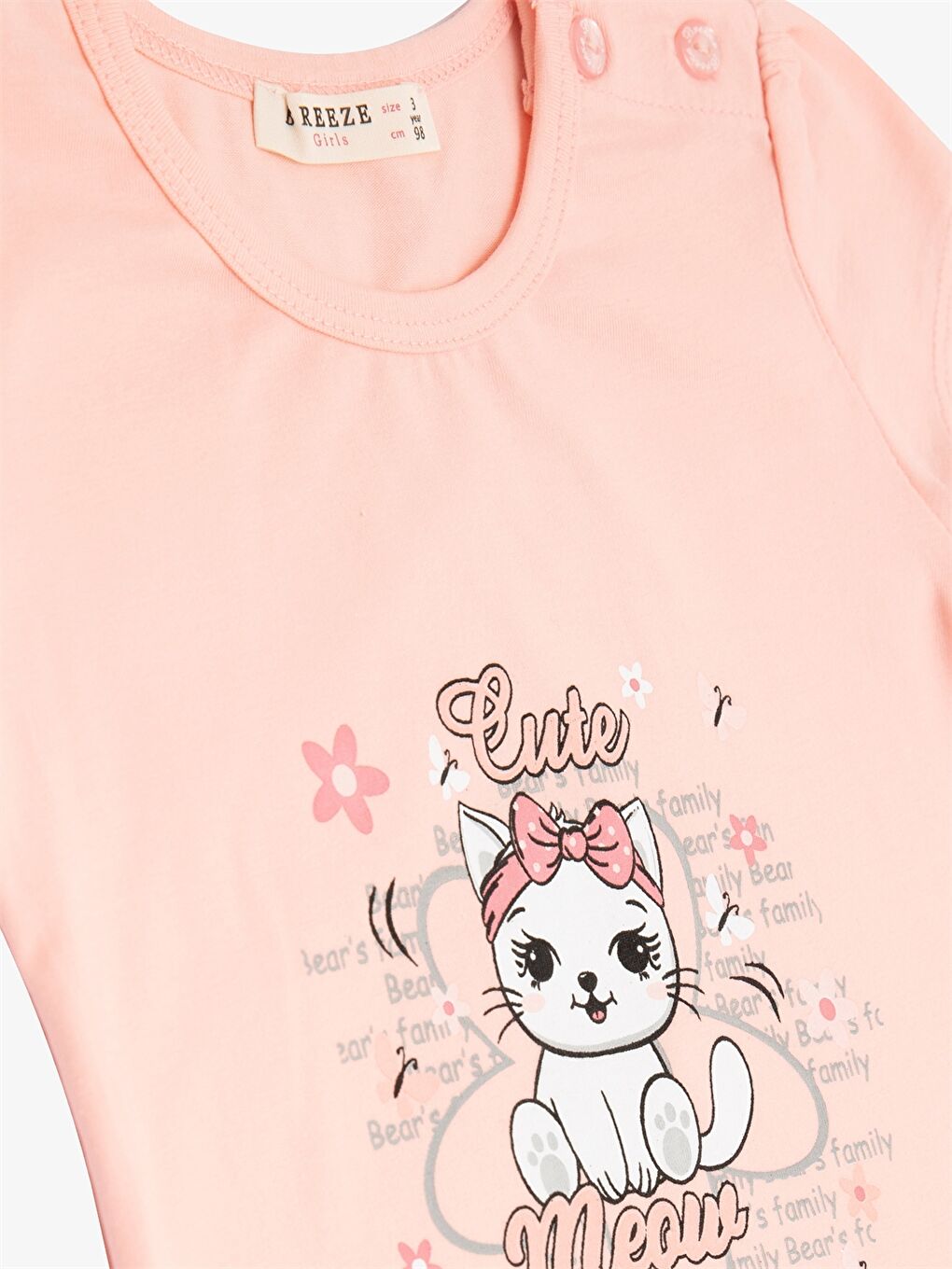 Turuncu Bisiklet Yaka Baskılı Kız Bebek Tişört ve Tayt 2'li Takım-4