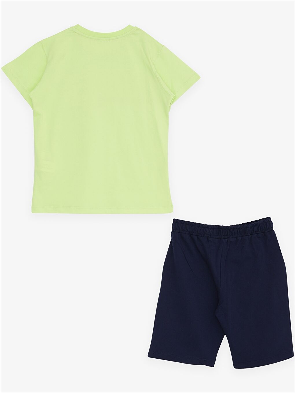 Yeşil Bisiklet Yaka Baskılı Kısa Kollu Erkek Çocuk Tişört ve Şort-1