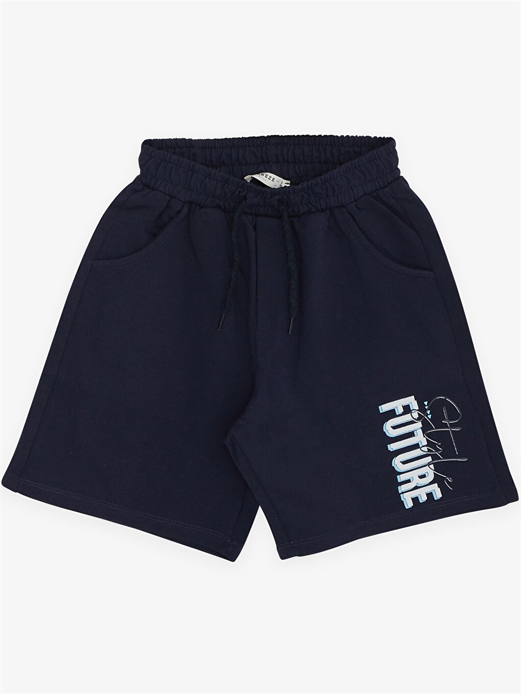 Ekru Bisiklet Yaka Baskılı Kısa Kollu Erkek Çocuk Tişört ve Şort-3