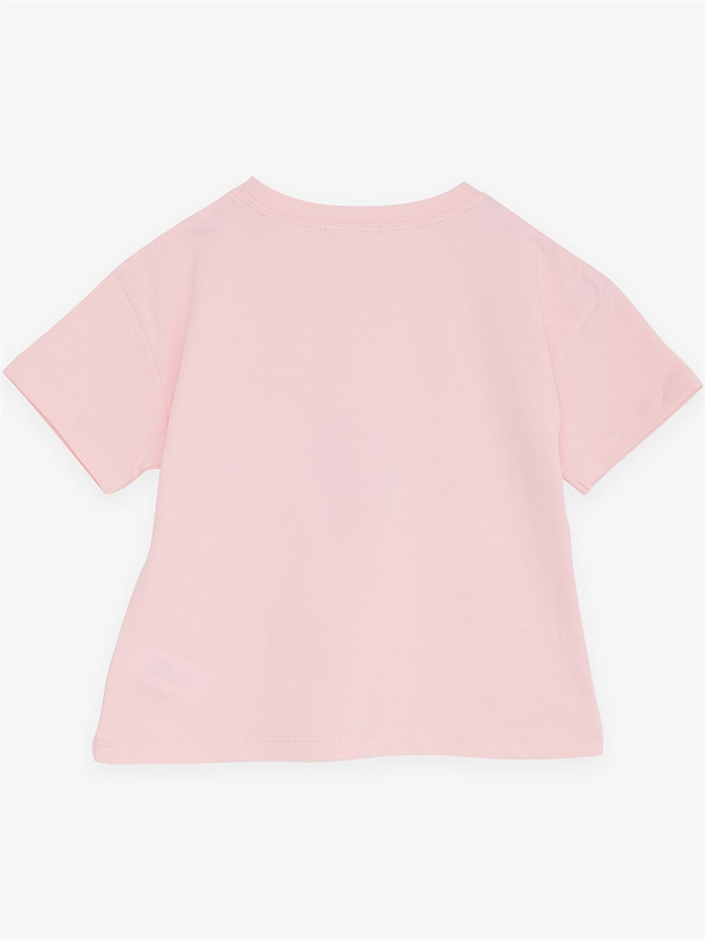 Pembe Bisiklet Yaka Baskılı Kısa Kollu Kız Çocuk Tişört-1
