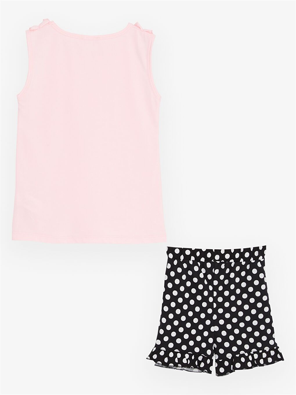 Pembe Bisiklet Yaka Kız Çocuk Atlet ve Şort-1