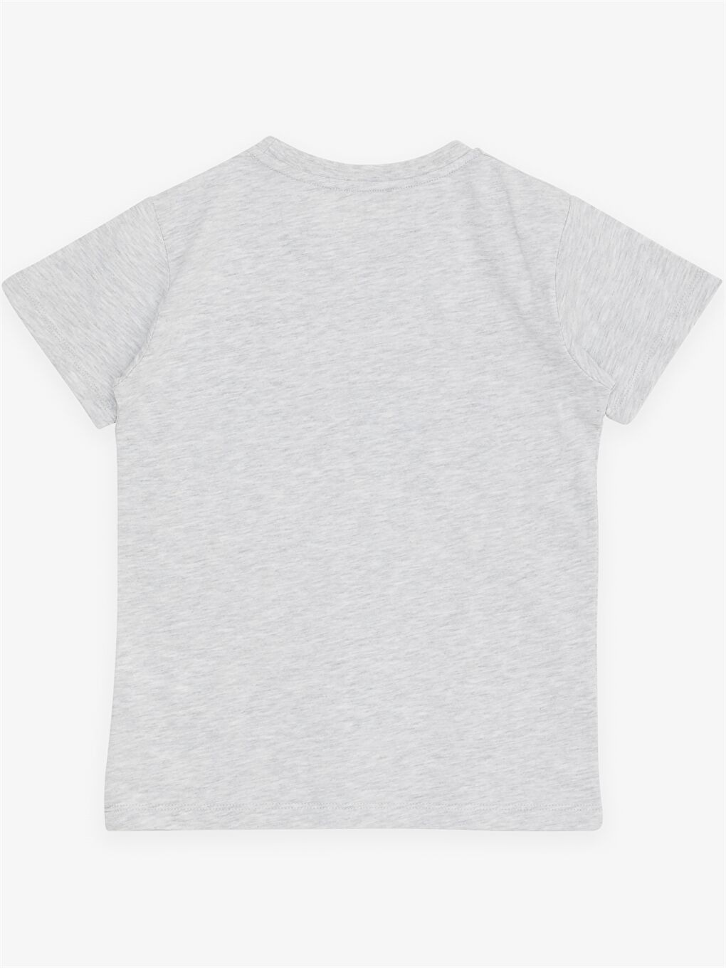 Gri Bisiklet Yaka Baskılı Kısa Kollu Erkek Çocuk Tişört-1