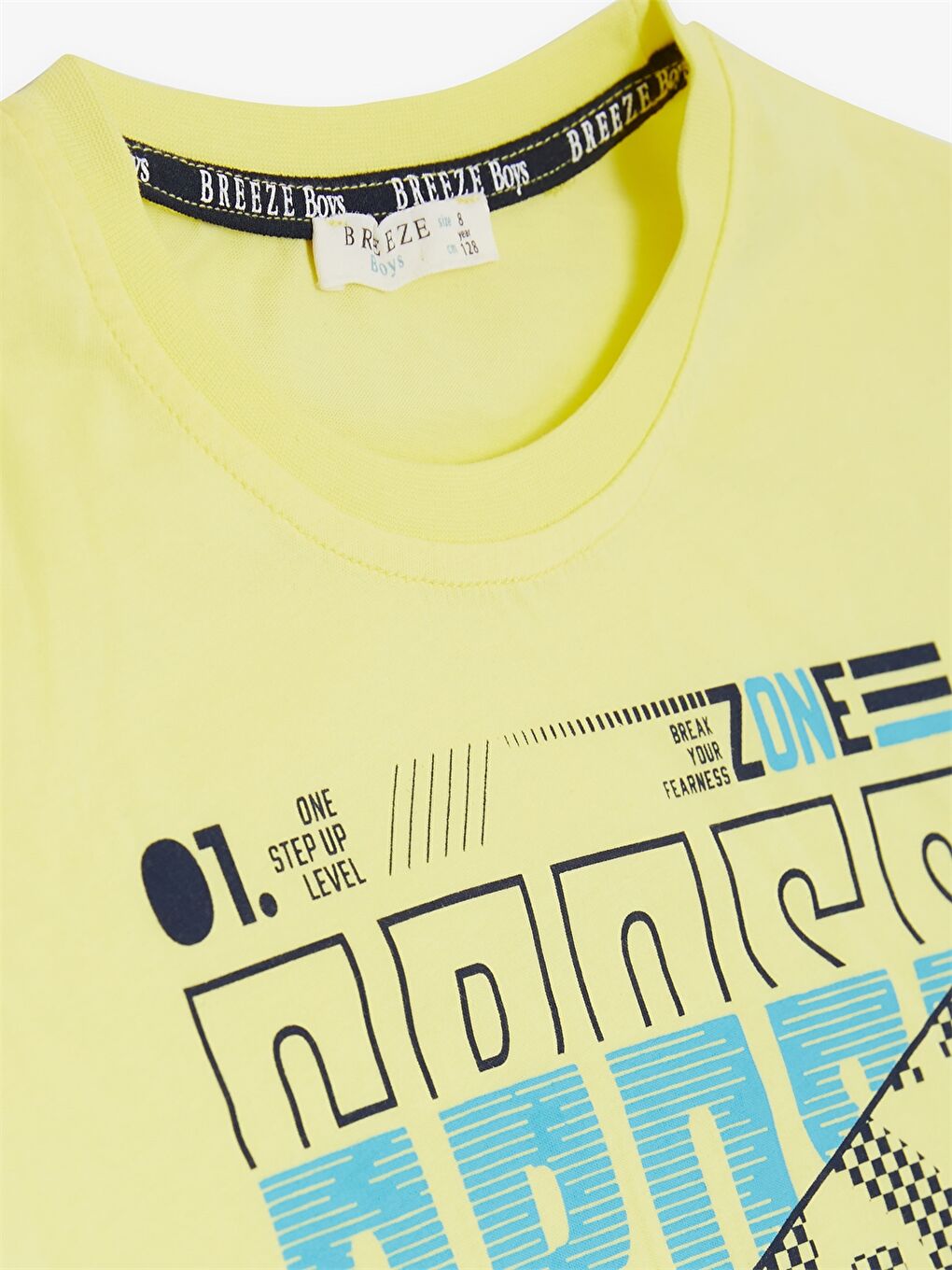 Sarı Bisiklet Yaka Baskılı Kısa Kollu Erkek Çocuk Tişört-2