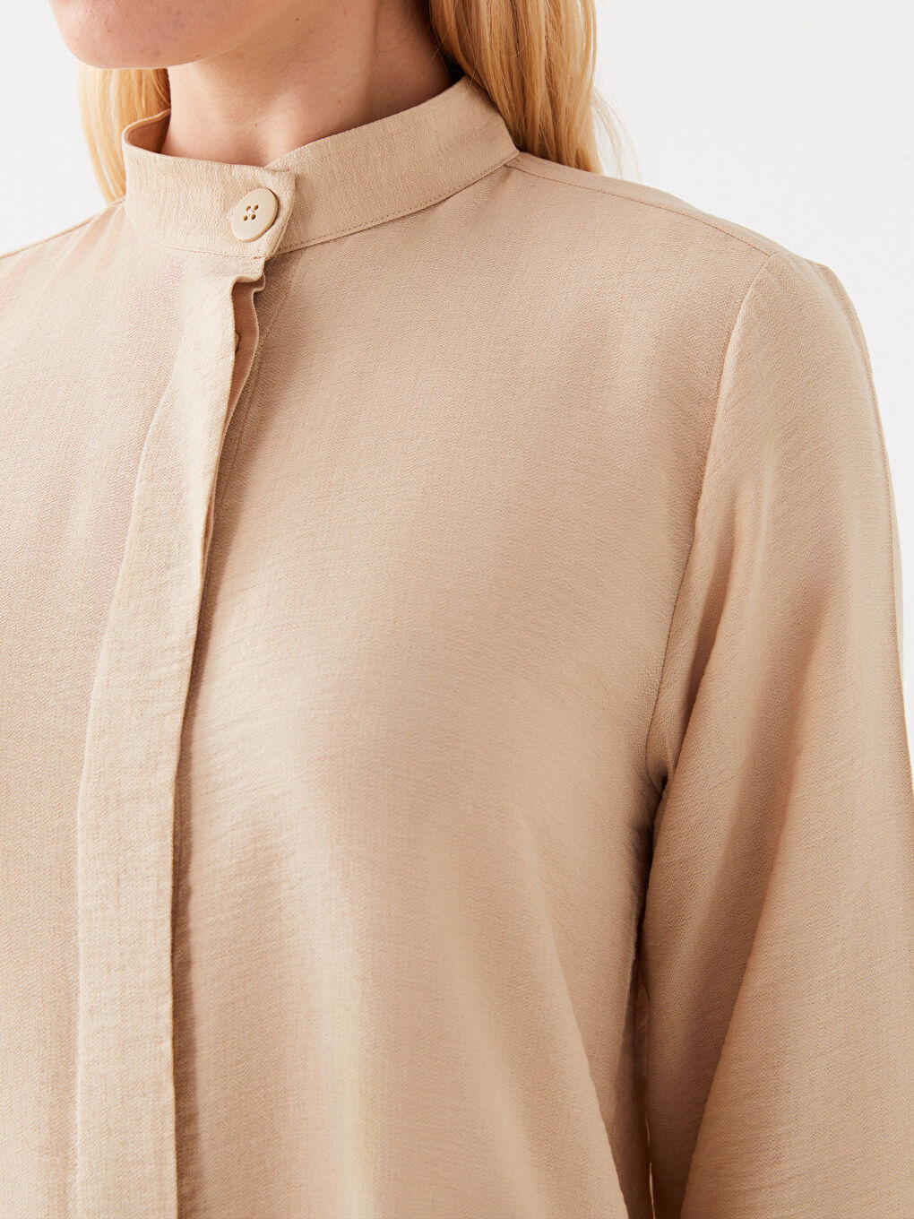 LCWAIKIKI Classic Grandad Collar Plain Long Sleeve Women's Tunic -S3K326Z8-VHS