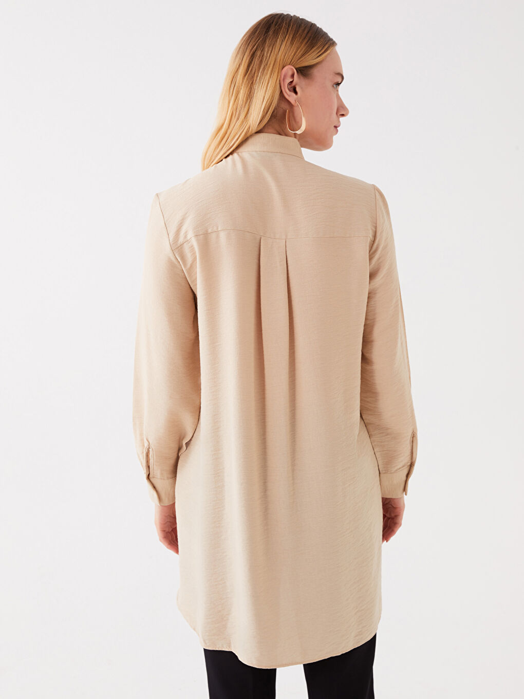 LCWAIKIKI Classic Grandad Collar Plain Long Sleeve Women's Tunic -S3K326Z8-VHS