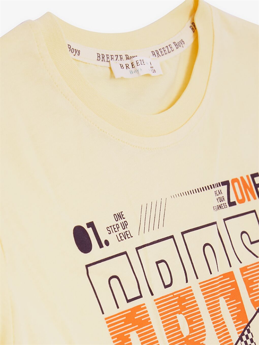 Sarı Bisiklet Yaka Baskılı Kısa Kollu Erkek Çocuk Tişört-2