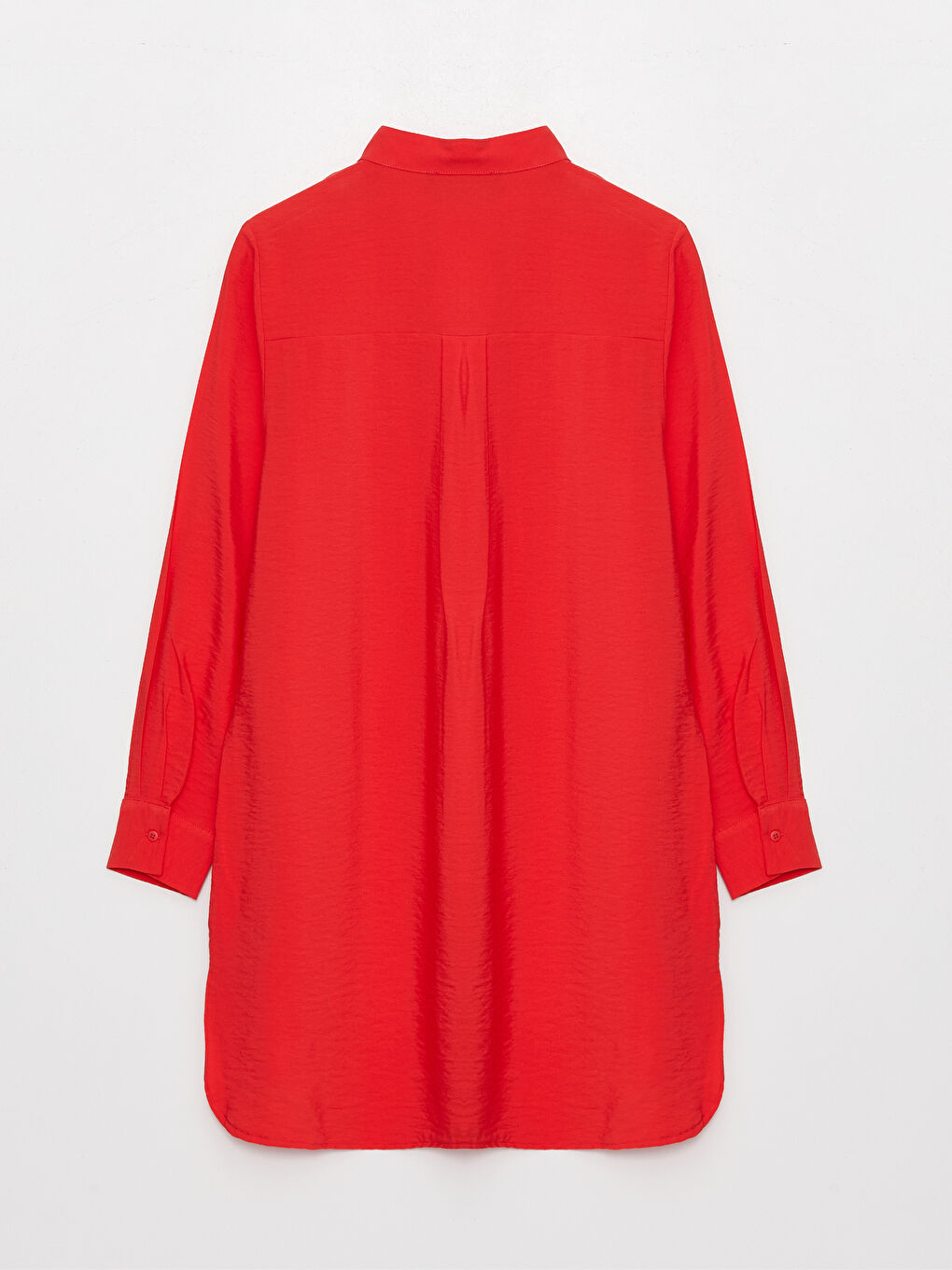 Kırmızı Hakim Yaka Düz Uzun Kollu Kadın Tunik-6