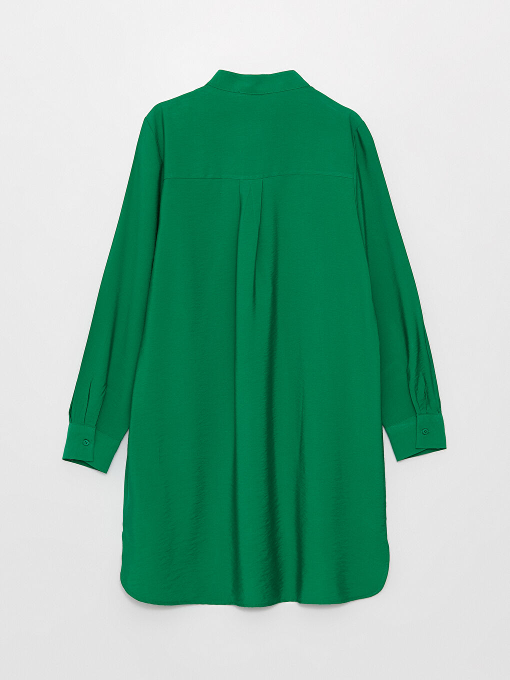 Yeşil Hakim Yaka Düz Uzun Kollu Kadın Tunik-6