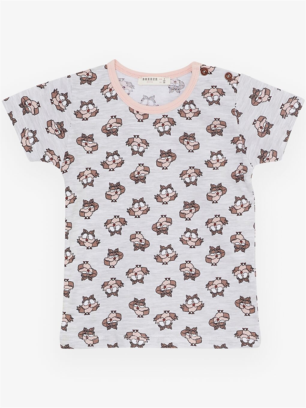 Bej Bisiklet Yaka Baskılı Kız Bebek Pijama Takımı-2