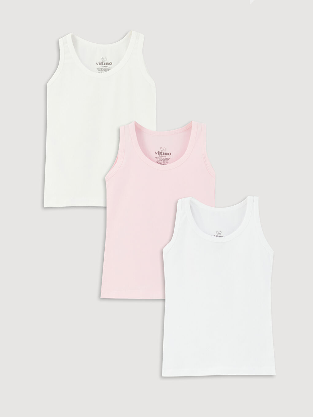 Karışık Bisiklet Yaka Basic Kız Çocuk Atlet 3'lü