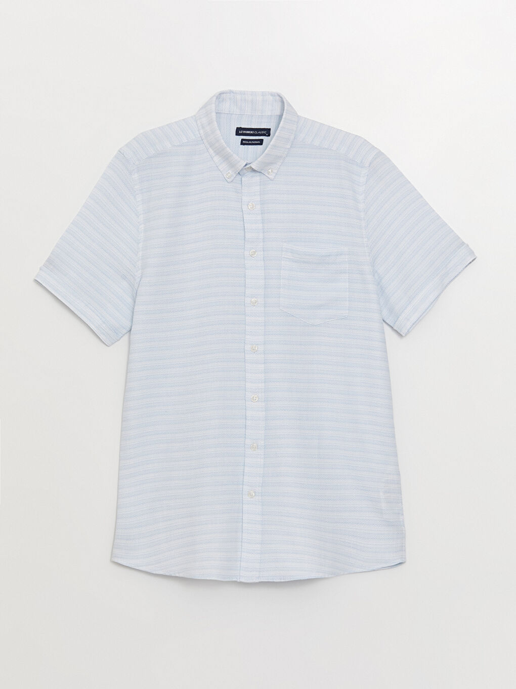 قميص رجالي بأكمام قصيرة وقصة عادية ونقشة-5