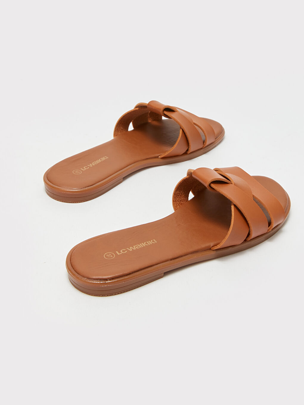 Kahverengi Desenli Tek Bantlı Kadın Terlik-4