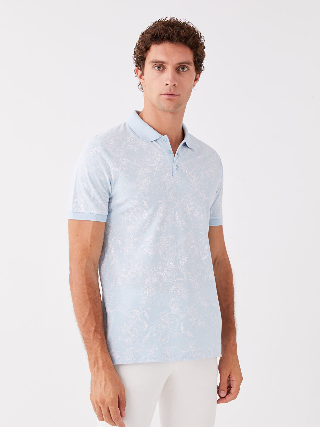 Tricou Polo Guler Mânecă Scurtă Cu Model Pique pentru Bărbați