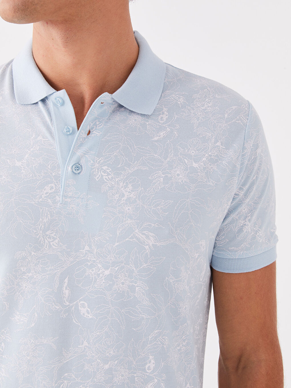 Tricou Polo Guler Mânecă Scurtă Cu Model Pique pentru Bărbați-3