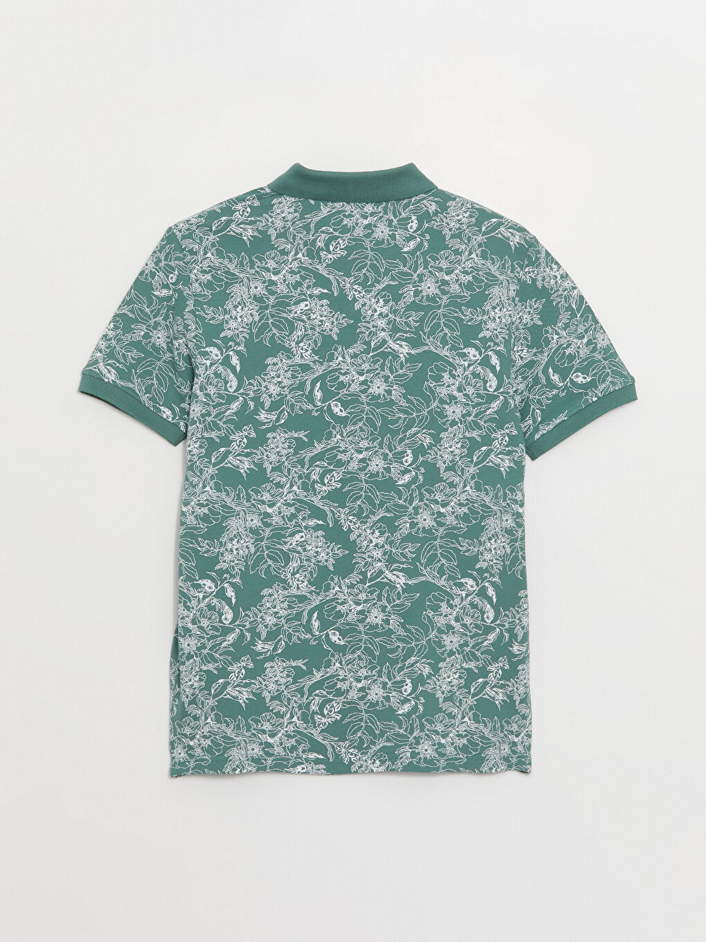 تي شيرت بياقة بولو كم قصير منقوش بيكيه للرجال-6