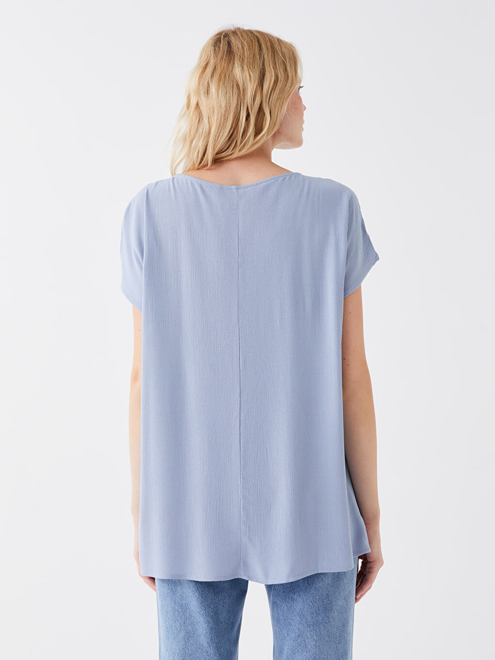 Notch Neck Embroidered Short Sleeve Women's Blouse-4