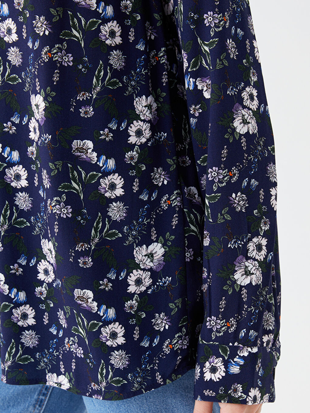 Notch Neck Floral Long Sleeve Women's Blouse-8