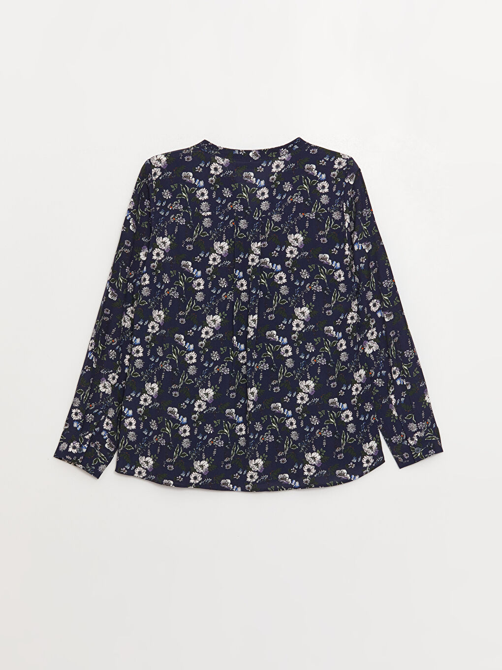 Notch Neck Floral Long Sleeve Women's Blouse-11