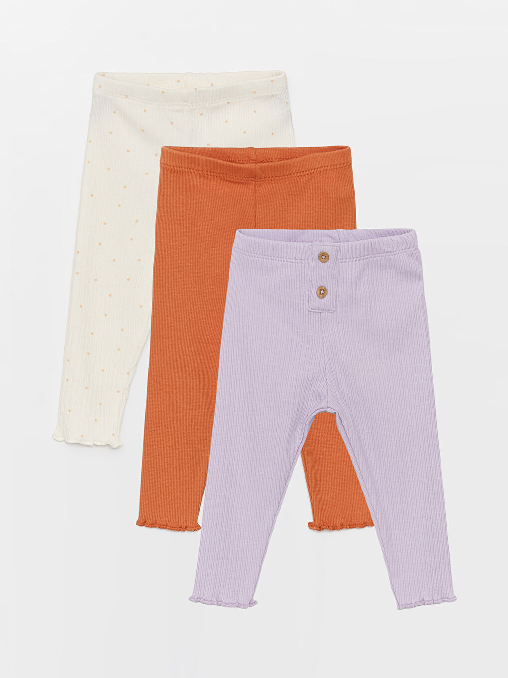 Lila Beli Lastikli Kız Bebek Tayt 3'lü