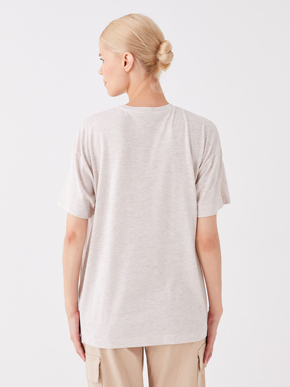 Tunique en Sweatshirt à Manches Courtes Imprimée pour Femmes Col Rond-4