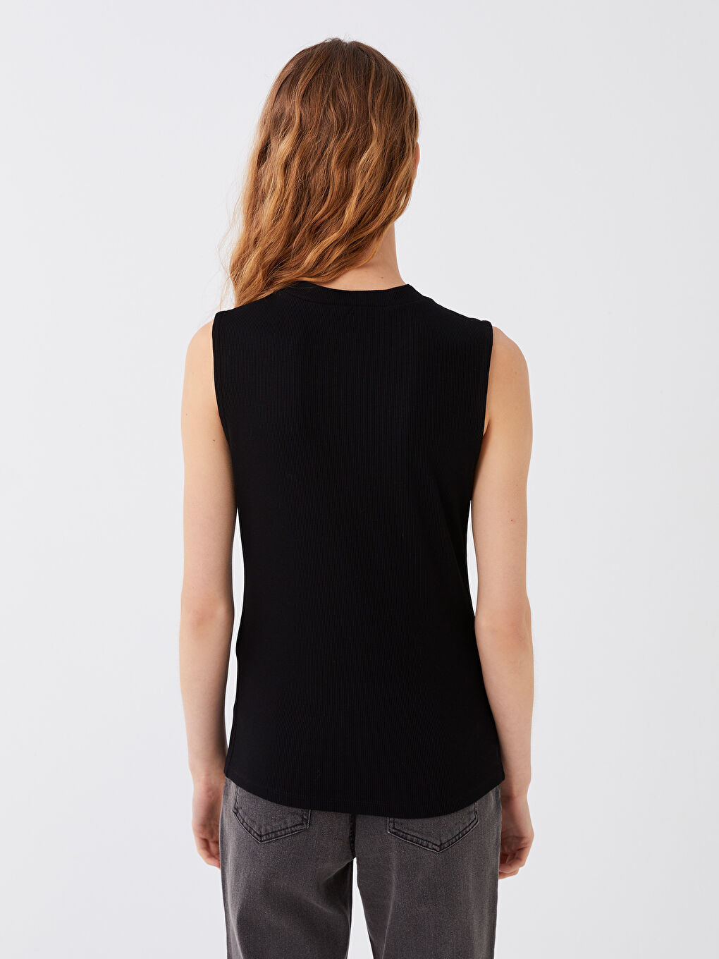 Women's Crew Neck Plain Tank Top-3